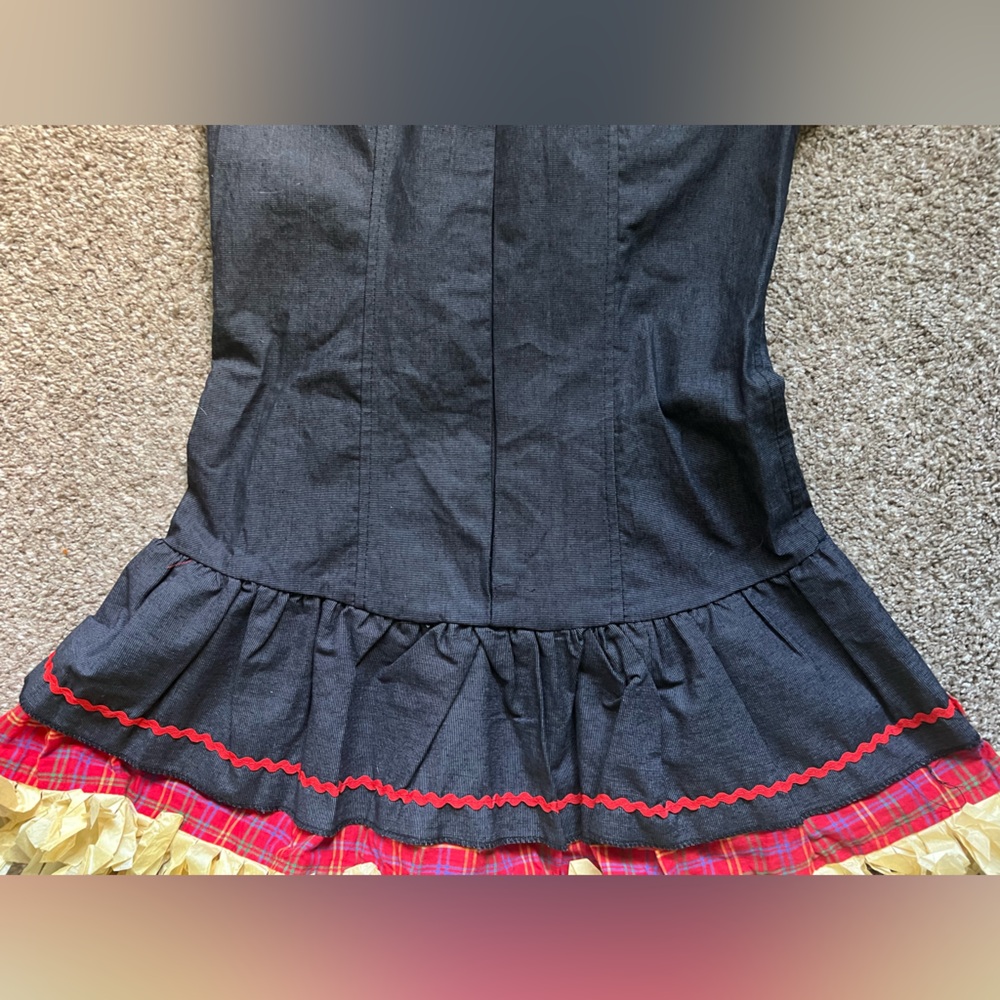 Spirit Halloween Scarecrow Sweetie Costume Set Hat & Dress Sexy Plaid & Denim - Picture 10 of 16